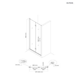 Hallan Oltens Hallan kabina prysznicowa 100x100 cm kwadratowa drzwi ze ścianką czarny mat/szkło przezroczyste 20009300