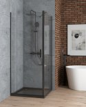 Rinnan Oltens Rinnan kabina prysznicowa 80x100 cm prostokątna drzwi ze ścianką czarny mat/szkło przezroczyste 20215300