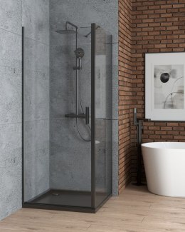 Rinnan Oltens Rinnan drzwi prysznicowe 80 cm wnękowe czarny mat/szkło przezroczyste 21207300