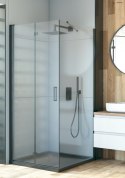 Hallan Oltens Hallan kabina prysznicowa 80x100 cm prostokątna drzwi ze ścianką czarny mat/szkło przezroczyste 20201300
