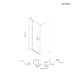 Verdal Oltens Verdal kabina prysznicowa 100x100 cm kwadratowa drzwi ze ścianką czarny mat/szkło przezroczyste 20012300