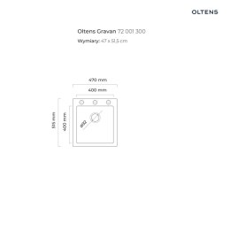 Gravan Oltens Gravan zlewozmywak granitowy 1-komorowy 47x51,5 cm czarny mat 72001300