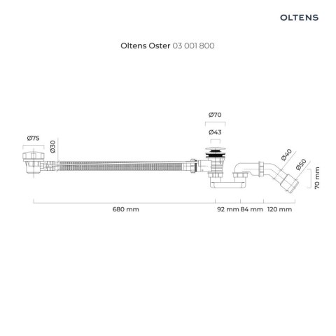 Oster Oltens Oster syfon wannowy automatyczny z pokrętłem złoty połysk 03001800