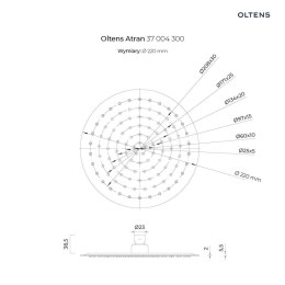 Atran Oltens Atran deszczownica 22 cm okrągła czarny mat 37004300
