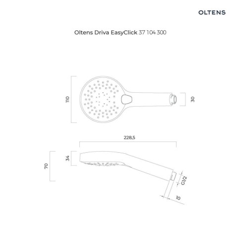 Driva EasyClick Oltens Driva EasyClick słuchawka prysznicowa czarny mat 37104300