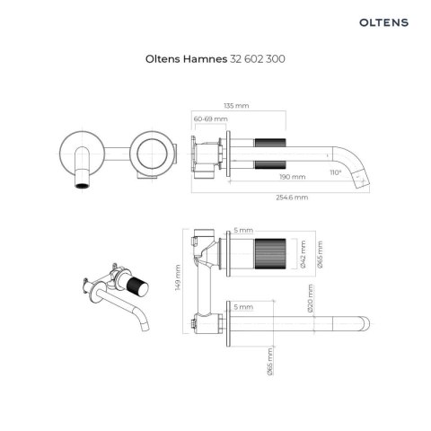 Hamnes Oltens Hamnes bateria umywalkowa podtynkowa kompletna czarny mat 32602300 Hamnes Oltens Hamnes bateria umywalkowa podtynkowa kompletna czarny mat 32602300