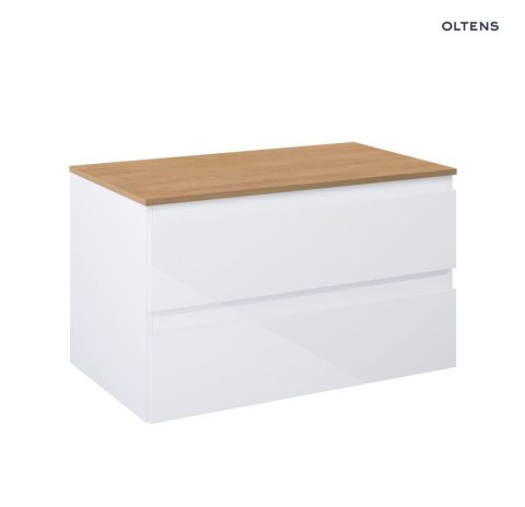 Vernal Oltens Vernal szafka 80 cm podumywalkowa wisząca z blatem biały połysk/dąb 68125000 Vernal Oltens Vernal szafka 80 cm podumywalkowa wisząca z blatem biały połysk/dąb 68125000