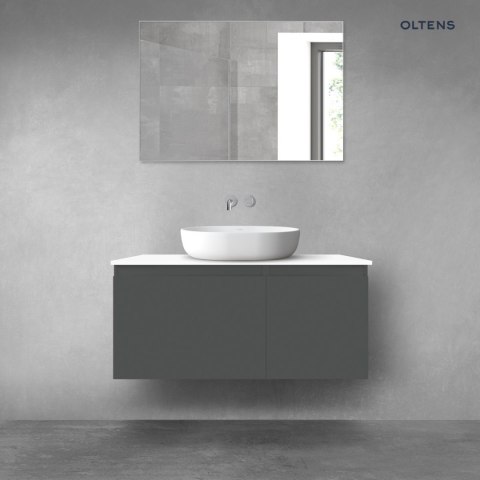 Vernal Oltens Vernal zestaw mebli łazienkowych 100 cm z blatem grafit mat/biały połysk 68253400 Vernal Oltens Vernal zestaw mebli łazienkowych 100 cm z blatem grafit mat/biały połysk 68253400