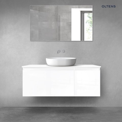 Vernal Oltens Vernal zestaw mebli łazienkowych 120 cm z blatem biały połysk 68248000 Vernal Oltens Vernal zestaw mebli łazienkowych 120 cm z blatem biały połysk 68248000
