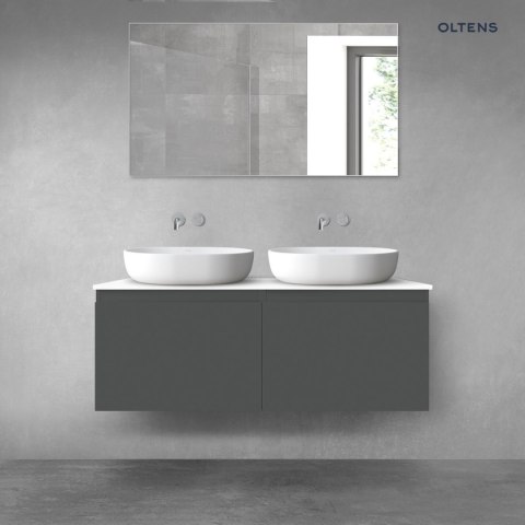 Vernal Oltens Vernal zestaw mebli łazienkowych 120 cm z blatem grafit mat/biały połysk 68245400 Vernal Oltens Vernal zestaw mebli łazienkowych 120 cm z blatem grafit mat/biały połysk 68245400