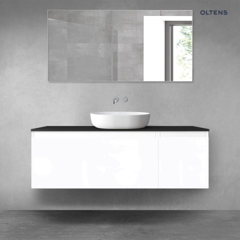 Vernal Oltens Vernal zestaw mebli łazienkowych 140 cm z blatem biały połysk/czarny mat 68318000 Vernal Oltens Vernal zestaw mebli łazienkowych 140 cm z blatem biały połysk/czarny mat 68318000