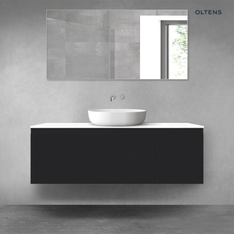 Vernal Oltens Vernal zestaw mebli łazienkowych 140 cm z blatem czarny mat/biały połysk 68316300 Vernal Oltens Vernal zestaw mebli łazienkowych 140 cm z blatem czarny mat/biały połysk 68316300