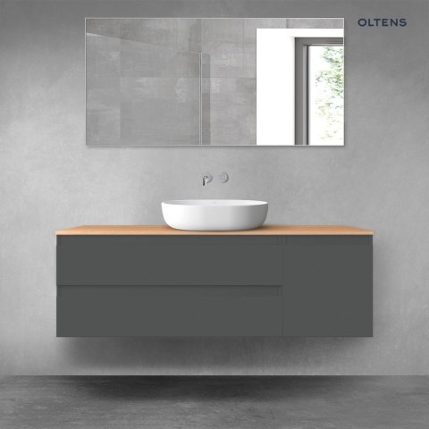 Vernal Oltens Vernal zestaw mebli łazienkowych 140 cm z blatem grafit mat/dąb 68263400 Vernal Oltens Vernal zestaw mebli łazienkowych 140 cm z blatem grafit mat/dąb 68263400