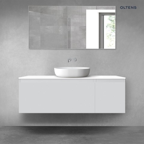 Vernal Oltens Vernal zestaw mebli łazienkowych 140 cm z blatem szary mat/biały połysk 68316700 Vernal Oltens Vernal zestaw mebli łazienkowych 140 cm z blatem szary mat/biały połysk 68316700