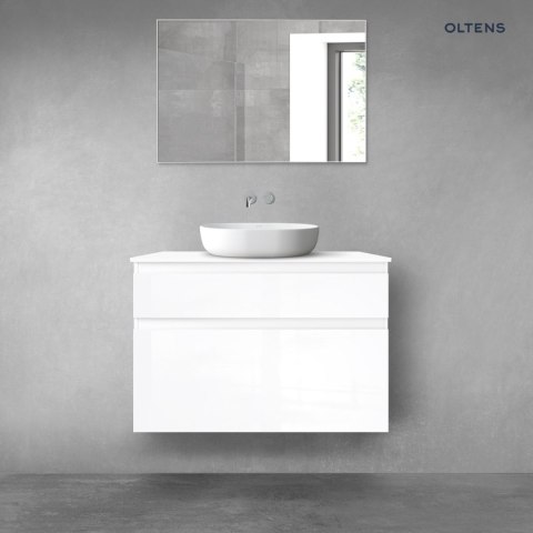 Vernal Oltens Vernal zestaw mebli łazienkowych 100 cm z blatem biały połysk 68220000 Vernal Oltens Vernal zestaw mebli łazienkowych 100 cm z blatem biały połysk 68220000