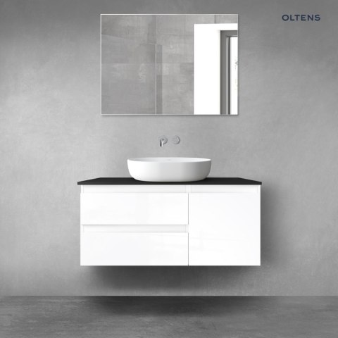 Vernal Oltens Vernal zestaw mebli łazienkowych 100 cm z blatem biały połysk/czarny mat 68206000 Vernal Oltens Vernal zestaw mebli łazienkowych 100 cm z blatem biały połysk/czarny mat 68206000