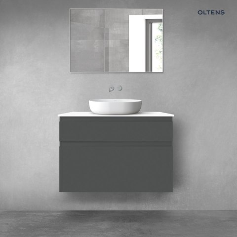 Vernal Oltens Vernal zestaw mebli łazienkowych 100 cm z blatem grafit mat/biały połysk 68228400 Vernal Oltens Vernal zestaw mebli łazienkowych 100 cm z blatem grafit mat/biały połysk 68228400