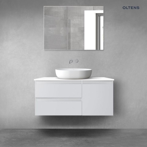 Vernal Oltens Vernal zestaw mebli łazienkowych 100 cm z blatem szary mat/bały połysk 68207700 Vernal Oltens Vernal zestaw mebli łazienkowych 100 cm z blatem szary mat/bały połysk 68207700