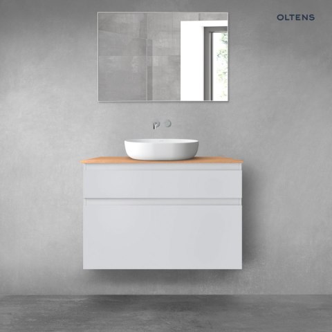 Vernal Oltens Vernal zestaw mebli łazienkowych 100 cm z blatem szary mat/dąb 68224700 Vernal Oltens Vernal zestaw mebli łazienkowych 100 cm z blatem szary mat/dąb 68224700