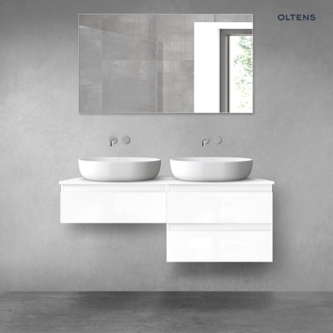 Vernal Oltens Vernal zestaw mebli łazienkowych 120 cm z blatem biały połysk 68234000 Vernal Oltens Vernal zestaw mebli łazienkowych 120 cm z blatem biały połysk 68234000
