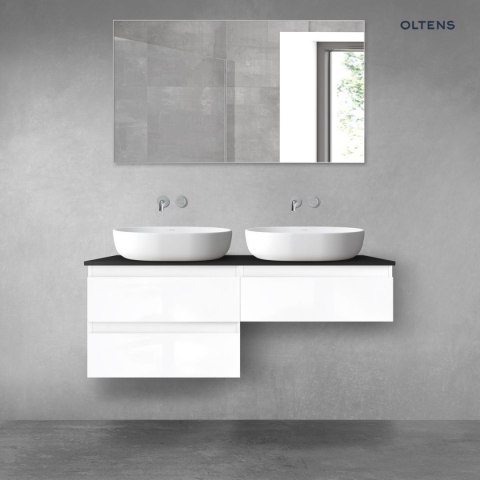 Vernal Oltens Vernal zestaw mebli łazienkowych 120 cm z blatem biały połysk/czarny mat 68237000 Vernal Oltens Vernal zestaw mebli łazienkowych 120 cm z blatem biały połysk/czarny mat 68237000