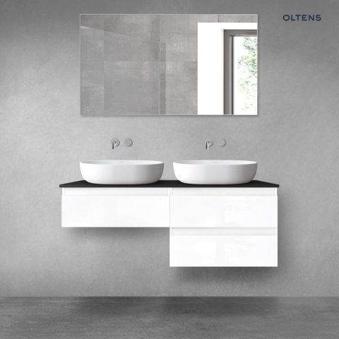 Vernal Oltens Vernal zestaw mebli łazienkowych 120 cm z blatem biały połysk/czarny mat 68237000 Vernal Oltens Vernal zestaw mebli łazienkowych 120 cm z blatem biały połysk/czarny mat 68237000