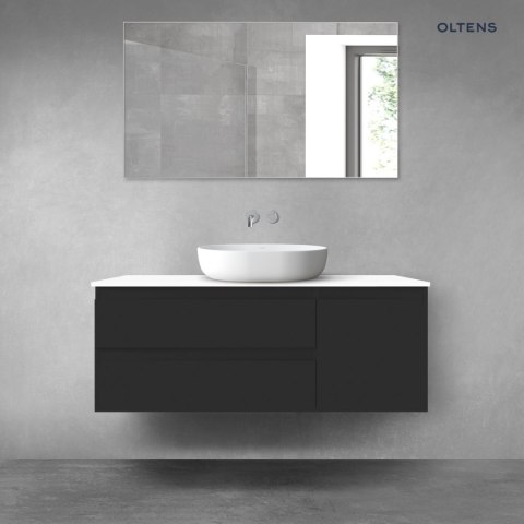 Vernal Oltens Vernal zestaw mebli łazienkowych 120 cm z blatem czarny mat/biały połysk 68212300 Vernal Oltens Vernal zestaw mebli łazienkowych 120 cm z blatem czarny mat/biały połysk 68212300