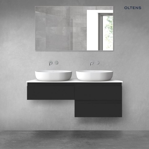 Vernal Oltens Vernal zestaw mebli łazienkowych 120 cm z blatem czarny mat/biały połysk 68236300 Vernal Oltens Vernal zestaw mebli łazienkowych 120 cm z blatem czarny mat/biały połysk 68236300