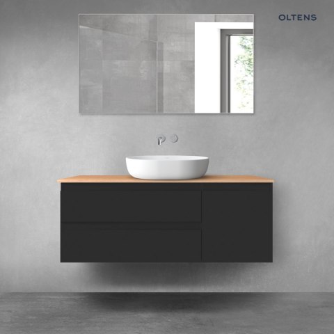 Vernal Oltens Vernal zestaw mebli łazienkowych 120 cm z blatem czarny mat/dąb 68211300 Vernal Oltens Vernal zestaw mebli łazienkowych 120 cm z blatem czarny mat/dąb 68211300