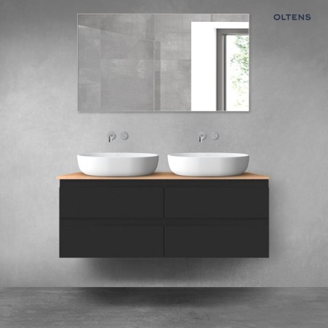 Vernal Oltens Vernal zestaw mebli łazienkowych 120 cm z blatem czarny mat/dąb 68215300 Vernal Oltens Vernal zestaw mebli łazienkowych 120 cm z blatem czarny mat/dąb 68215300