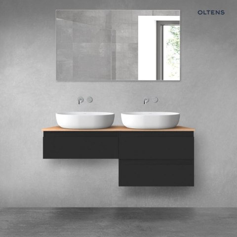Vernal Oltens Vernal zestaw mebli łazienkowych 120 cm z blatem czarny mat/dąb 68235300 Vernal Oltens Vernal zestaw mebli łazienkowych 120 cm z blatem czarny mat/dąb 68235300