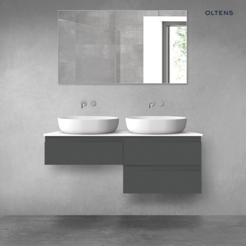 Vernal Oltens Vernal zestaw mebli łazienkowych 120 cm z blatem grafit mat/biały połysk 68236400 Vernal Oltens Vernal zestaw mebli łazienkowych 120 cm z blatem grafit mat/biały połysk 68236400