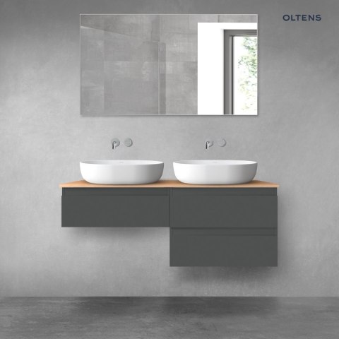 Vernal Oltens Vernal zestaw mebli łazienkowych 120 cm z blatem grafit mat/dąb 68235400 Vernal Oltens Vernal zestaw mebli łazienkowych 120 cm z blatem grafit mat/dąb 68235400