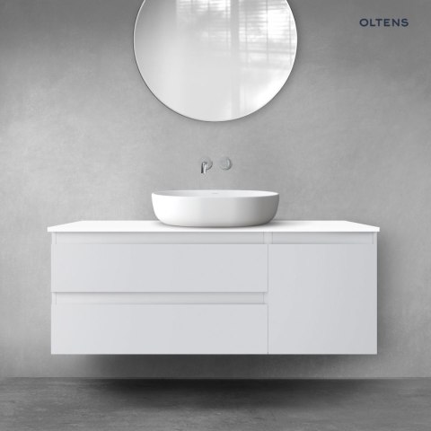 Vernal Oltens Vernal zestaw mebli łazienkowych 120 cm z blatem szary mat/biały połysk 68212700 Vernal Oltens Vernal zestaw mebli łazienkowych 120 cm z blatem szary mat/biały połysk 68212700
