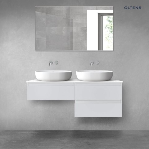 Vernal Oltens Vernal zestaw mebli łazienkowych 120 cm z blatem szary mat/biały połysk 68236700 Vernal Oltens Vernal zestaw mebli łazienkowych 120 cm z blatem szary mat/biały połysk 68236700