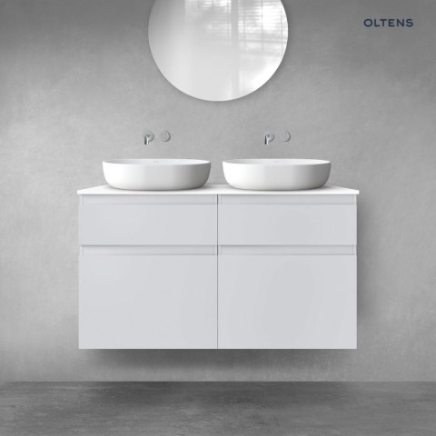 Vernal Oltens Vernal zestaw mebli łazienkowych 120 cm z blatem szary mat/biały połysk 68302700 Vernal Oltens Vernal zestaw mebli łazienkowych 120 cm z blatem szary mat/biały połysk 68302700