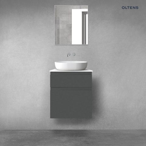 Vernal Oltens Vernal zestaw mebli łazienkowych 60 cm z blatem grafit mat/biały połysk 68226400 Vernal Oltens Vernal zestaw mebli łazienkowych 60 cm z blatem grafit mat/biały połysk 68226400