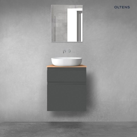 Vernal Oltens Vernal zestaw mebli łazienkowych 60 cm z blatem grafit mat/dąb 68222400 Vernal Oltens Vernal zestaw mebli łazienkowych 60 cm z blatem grafit mat/dąb 68222400