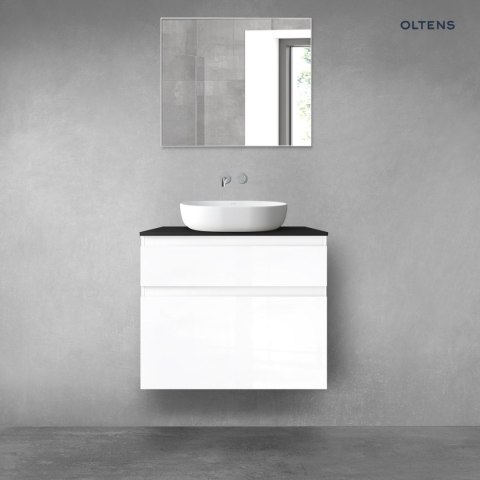 Vernal Oltens Vernal zestaw mebli łazienkowych 80 cm z blatem biały połysk/czarny mat 68231000 Vernal Oltens Vernal zestaw mebli łazienkowych 80 cm z blatem biały połysk/czarny mat 68231000