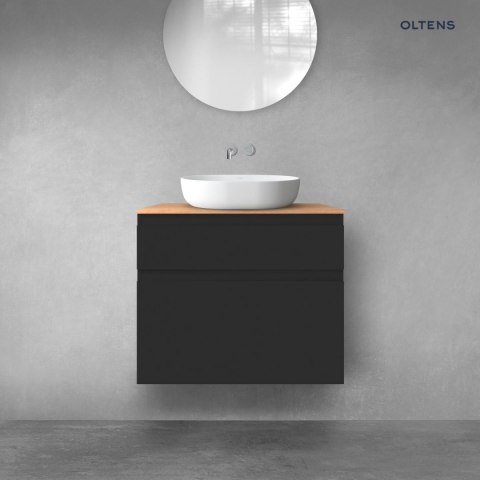 Vernal Oltens Vernal zestaw mebli łazienkowych 80 cm z blatem czarny mat/dąb 68223300 Vernal Oltens Vernal zestaw mebli łazienkowych 80 cm z blatem czarny mat/dąb 68223300