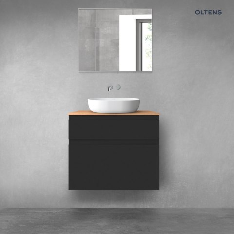 Vernal Oltens Vernal zestaw mebli łazienkowych 80 cm z blatem czarny mat/dąb 68223300 Vernal Oltens Vernal zestaw mebli łazienkowych 80 cm z blatem czarny mat/dąb 68223300