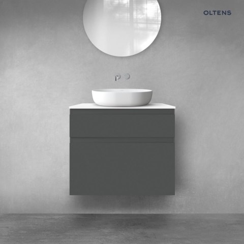 Vernal Oltens Vernal zestaw mebli łazienkowych 80 cm z blatem grafit mat/biały połysk 68227400 Vernal Oltens Vernal zestaw mebli łazienkowych 80 cm z blatem grafit mat/biały połysk 68227400