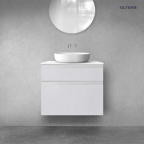 Vernal Oltens Vernal zestaw mebli łazienkowych 80 cm z blatem szary mat/biały połysk 68227700 Vernal Oltens Vernal zestaw mebli łazienkowych 80 cm z blatem szary mat/biały połysk 68227700