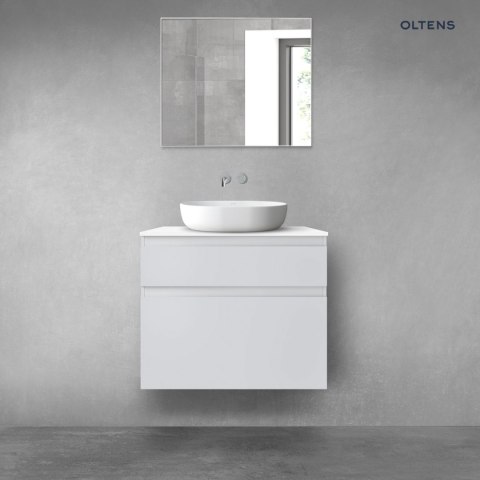 Vernal Oltens Vernal zestaw mebli łazienkowych 80 cm z blatem szary mat/biały połysk 68227700 Vernal Oltens Vernal zestaw mebli łazienkowych 80 cm z blatem szary mat/biały połysk 68227700