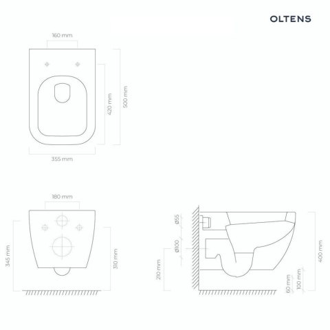 Vernal Oltens Vernal miska WC wisząca PureRim biała 42002000 Vernal Oltens Vernal miska WC wisząca PureRim biała 42002000