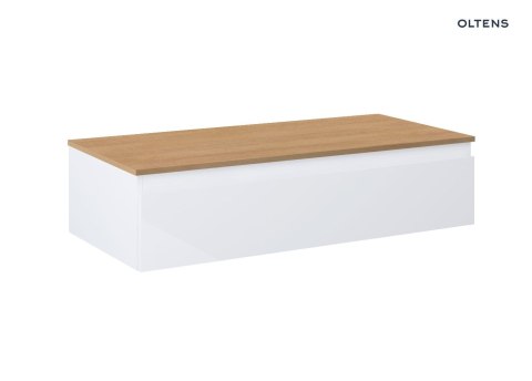 Vernal Oltens Vernal szafka 100 cm podumywalkowa wisząca z blatem biały połysk/dąb 68109000 Vernal Oltens Vernal szafka 100 cm podumywalkowa wisząca z blatem biały połysk/dąb 68109000