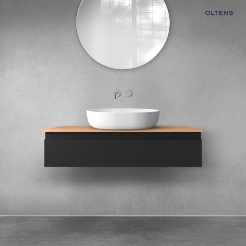 Vernal Oltens Vernal szafka 100 cm podumywalkowa wisząca z blatem czarny mat/dąb 68109300 Vernal Oltens Vernal szafka 100 cm podumywalkowa wisząca z blatem czarny mat/dąb 68109300