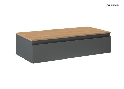 Vernal Oltens Vernal szafka 100 cm podumywalkowa wisząca z blatem grafit mat/dąb 68109400 Vernal Oltens Vernal szafka 100 cm podumywalkowa wisząca z blatem grafit mat/dąb 68109400