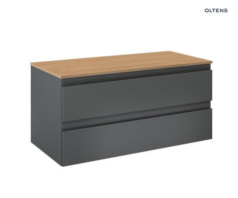 Vernal Oltens Vernal szafka 100 cm podumywalkowa wisząca z blatem grafit mat/dąb 68126400 Vernal Oltens Vernal szafka 100 cm podumywalkowa wisząca z blatem grafit mat/dąb 68126400