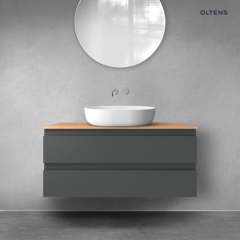 Vernal Oltens Vernal szafka 100 cm podumywalkowa wisząca z blatem grafit mat/dąb 68126400 Vernal Oltens Vernal szafka 100 cm podumywalkowa wisząca z blatem grafit mat/dąb 68126400